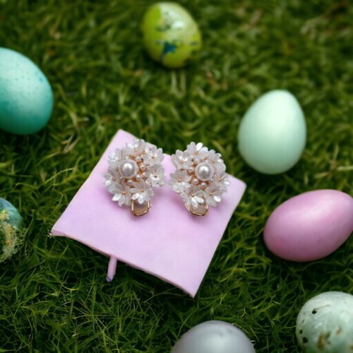 White Forest Flower Earrings