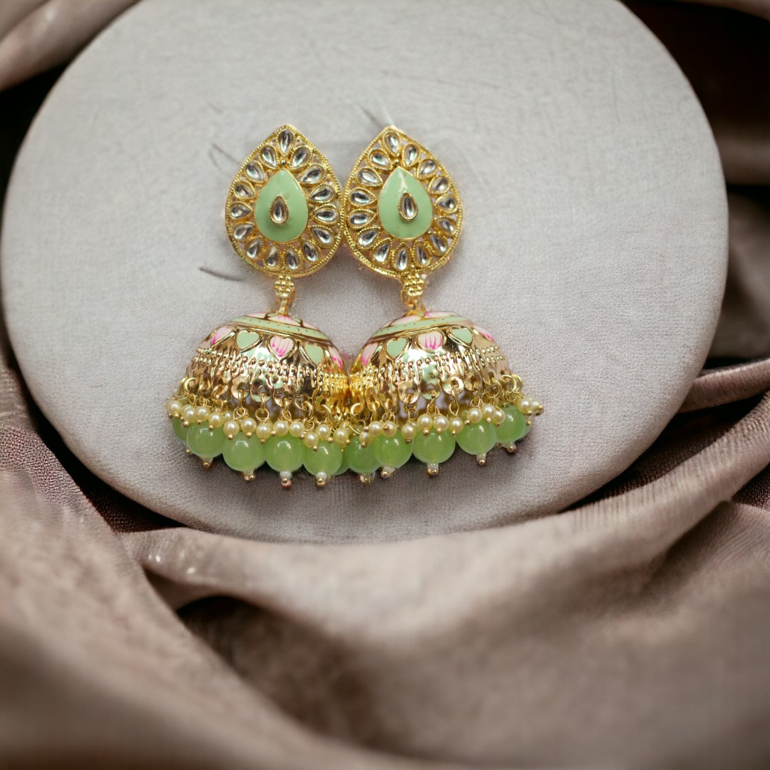 Madhubala Green Jhumkas