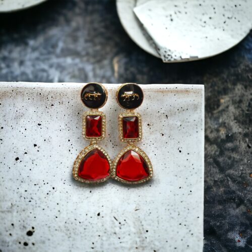 Sabyasachi Inspired Red Drop Earrings