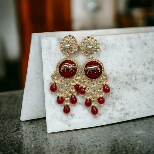 Sabyasachi Inspired Red Dangler Earrings