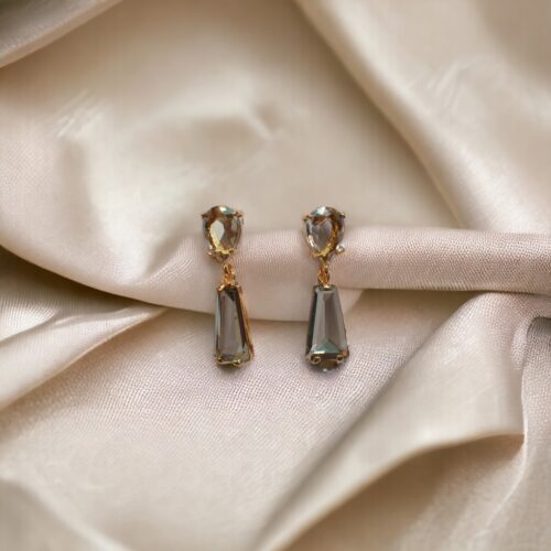 Minimal Crystal Grey Earrings