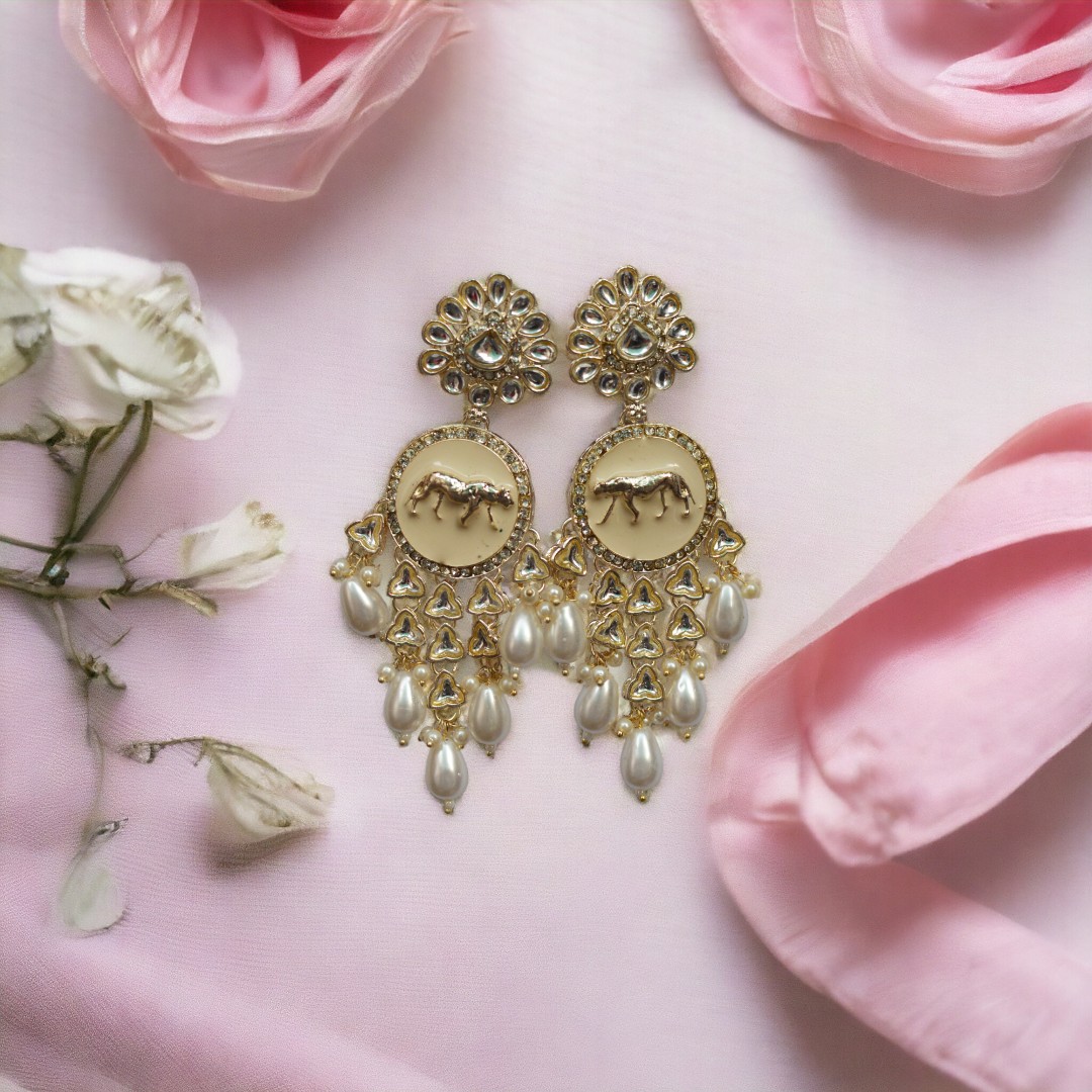 Sabyasachi Inspired White Dangler Earrings