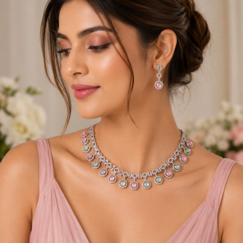 Ultimate Pastel Color AD Necklace Set